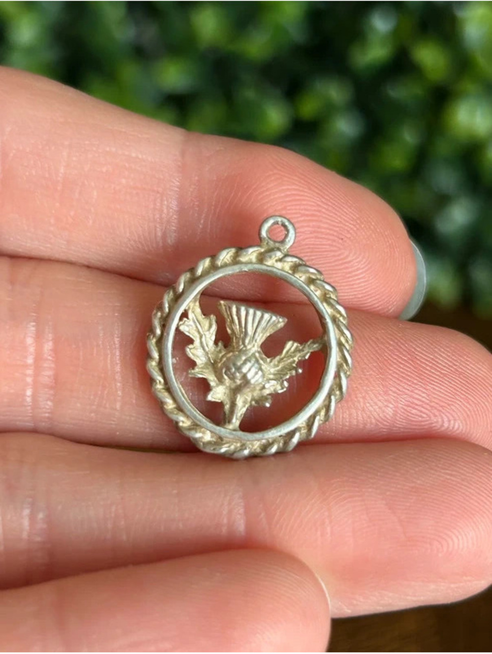 Vintage Sterling Silver Scottish Thistle Charm Celtic Scotland Pendant